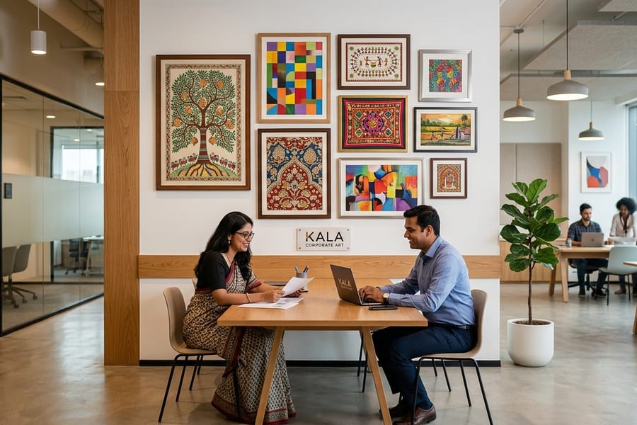 Corporate office with artwork