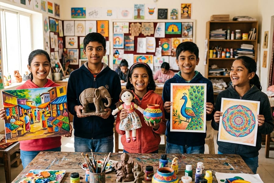 Children creating art with purpose